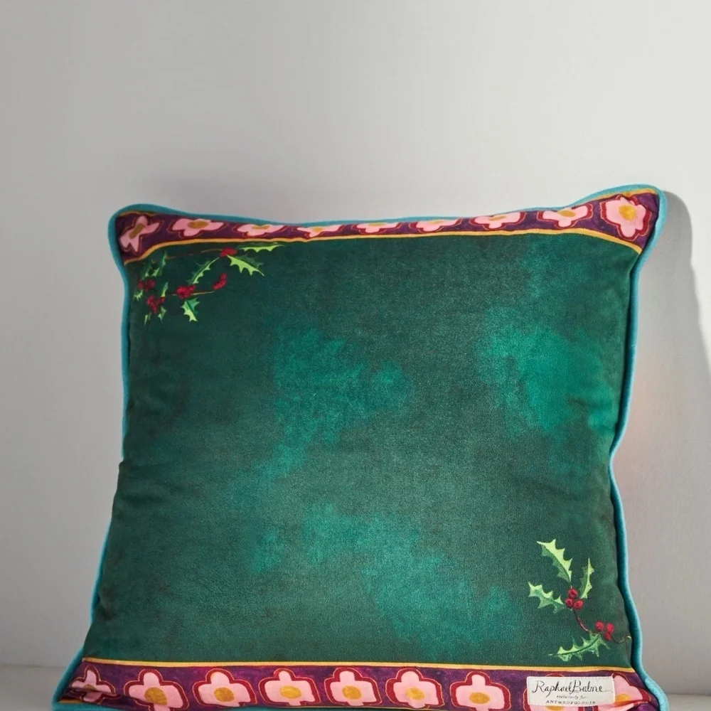 NWT Anthropologie Rapheal Balme Velvet Christmas Pillow